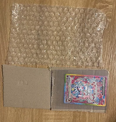 Step 1: Sleeve, semi-rigid, cardboard, bubblewrap. How to package trading cards safely for CardRevive intake